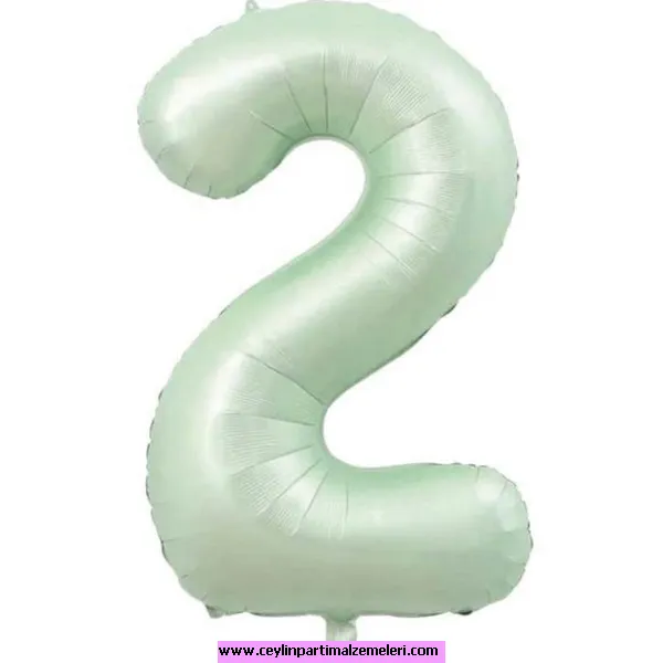 2 Rakam Yeşil Folyo Balon